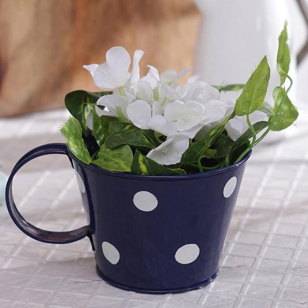 Small Polka Cup Metal Planter